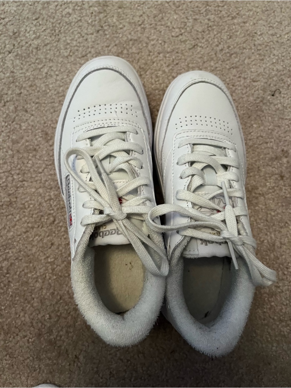 Reebok Womens White Leather Low-Top Sneakers